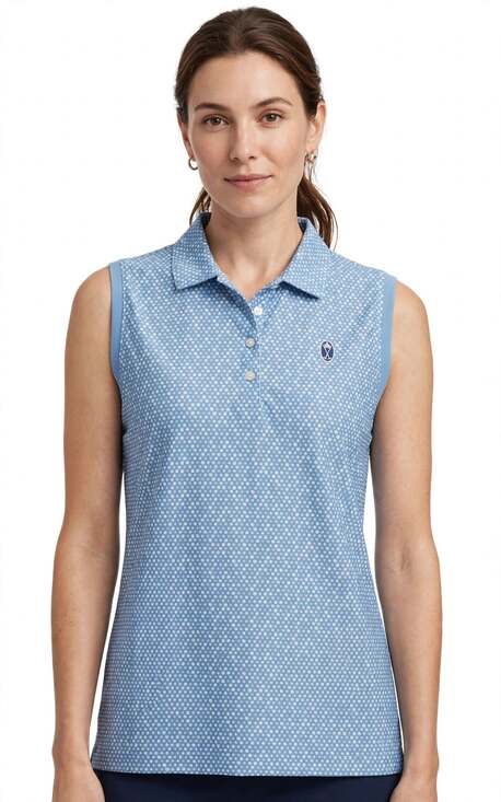 Peter Millar Tops - Peter Millar Sleeveless Polo XL Blue Tennis Ball Print Crown Sport Golf Women